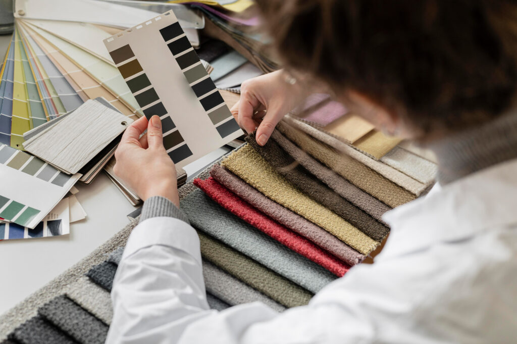 Auswahl von Farben und Stoffen für die textile Raumgestaltung